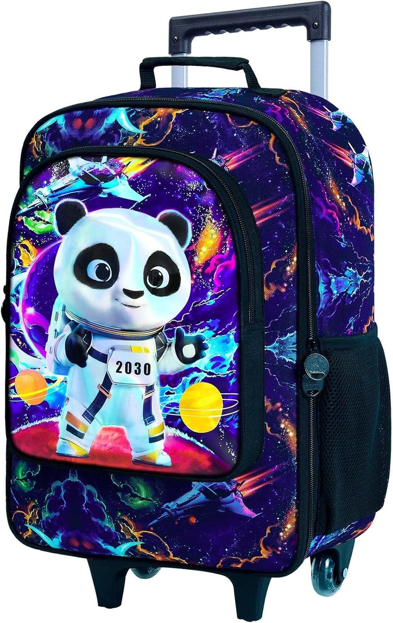 FTJCF Store 18" Boys Suitcase, Kids Toddler Carry on Luggage with Wheels, Cool Panda Travel Rolling Set(Black) - Image 1